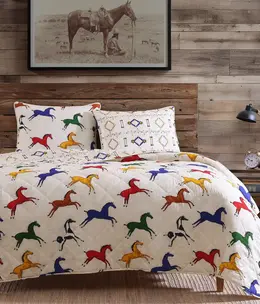 Hiend Wild Horses Reversible Quilt Set-TWIN