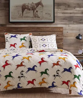 Hiend Wild Horses Reversible Quilt Set-TWIN