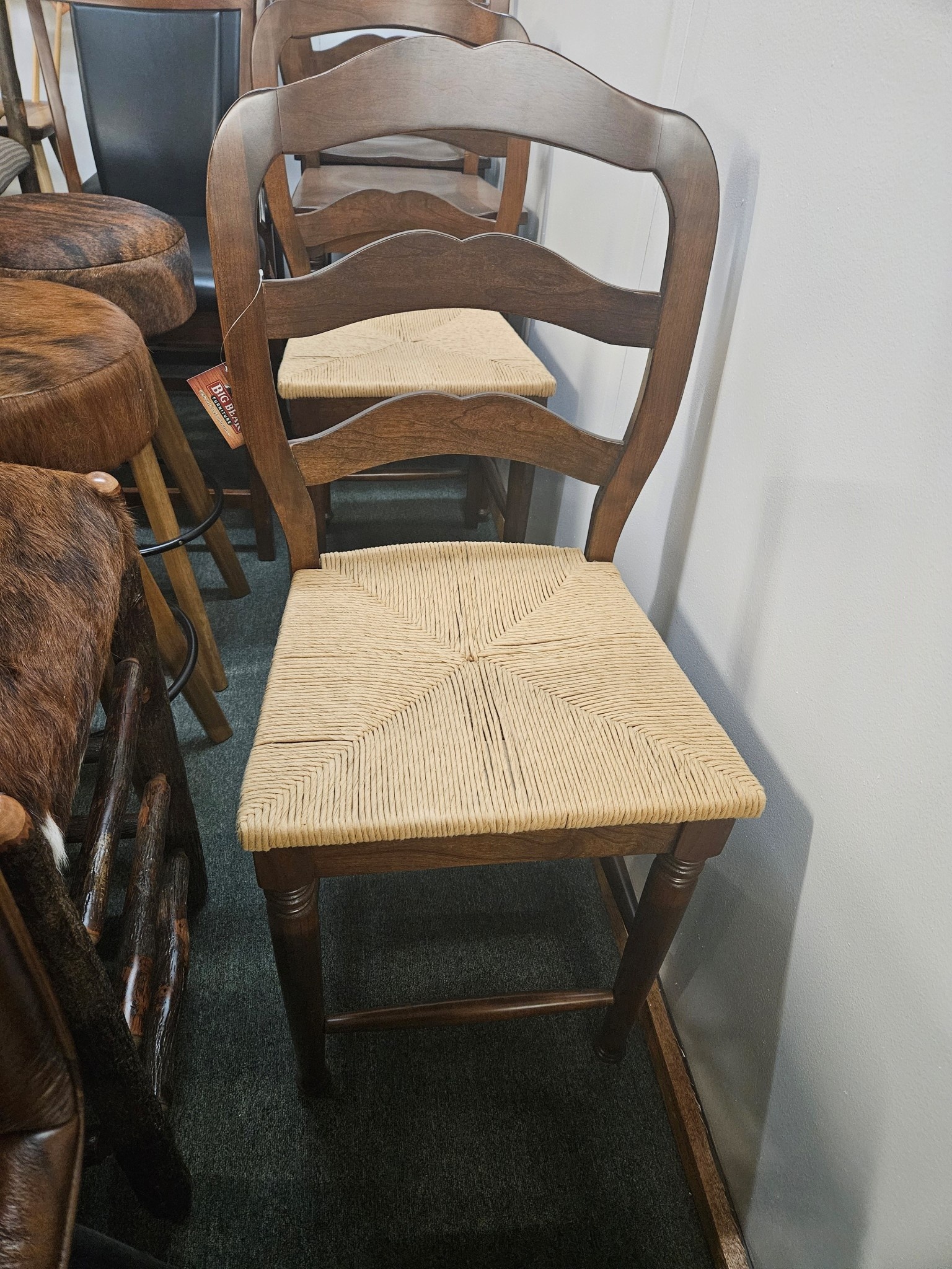 Co-ALBC Cherry Bar Stool (w/Rattan-Counter ht-Wood-Bar Ht)