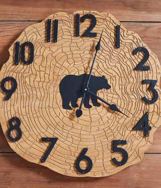 Park Design Black Bear Wood Slice Clock- 24"Dia