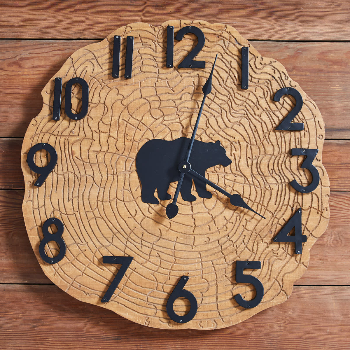 Park Design Black Bear Wood Slice Clock- 24"Dia