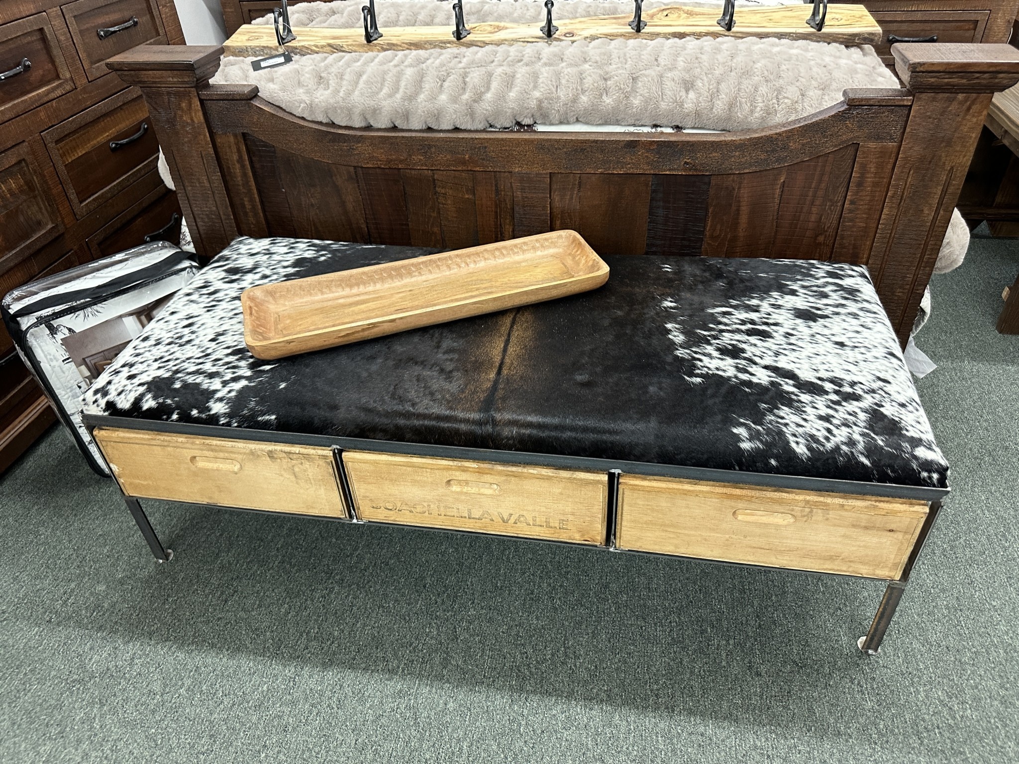 Troubadour Hide Ottoman with 3 Drawer