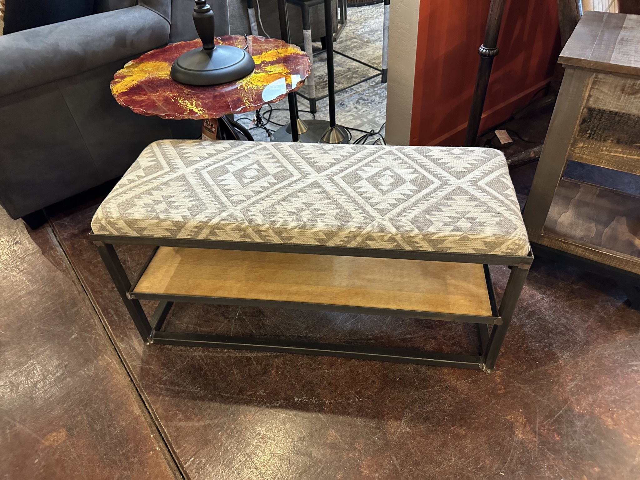 uberchic 37" Fabric Bench with Shelf
