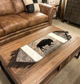 Gaucho Wide Cowhide Table Runner w/Buffalo 3.5'x14"