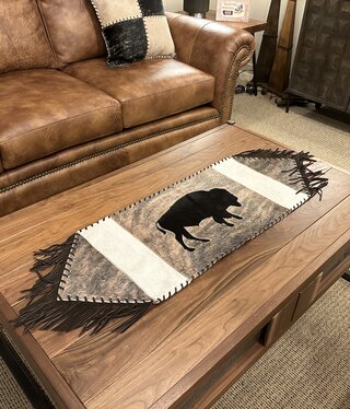 Gaucho Wide Cowhide Table Runner w/Buffalo 3.5'x14" Gaucho Wide Cowhide Table Runner w/Buffalo 3.5'x14"