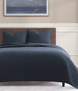 Hiend Cotton Gauze 3pc Quilt Set-FULL/QUEEN-Navy