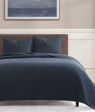 Hiend Cotton Gauze 3pc Quilt Set-KING-Navy