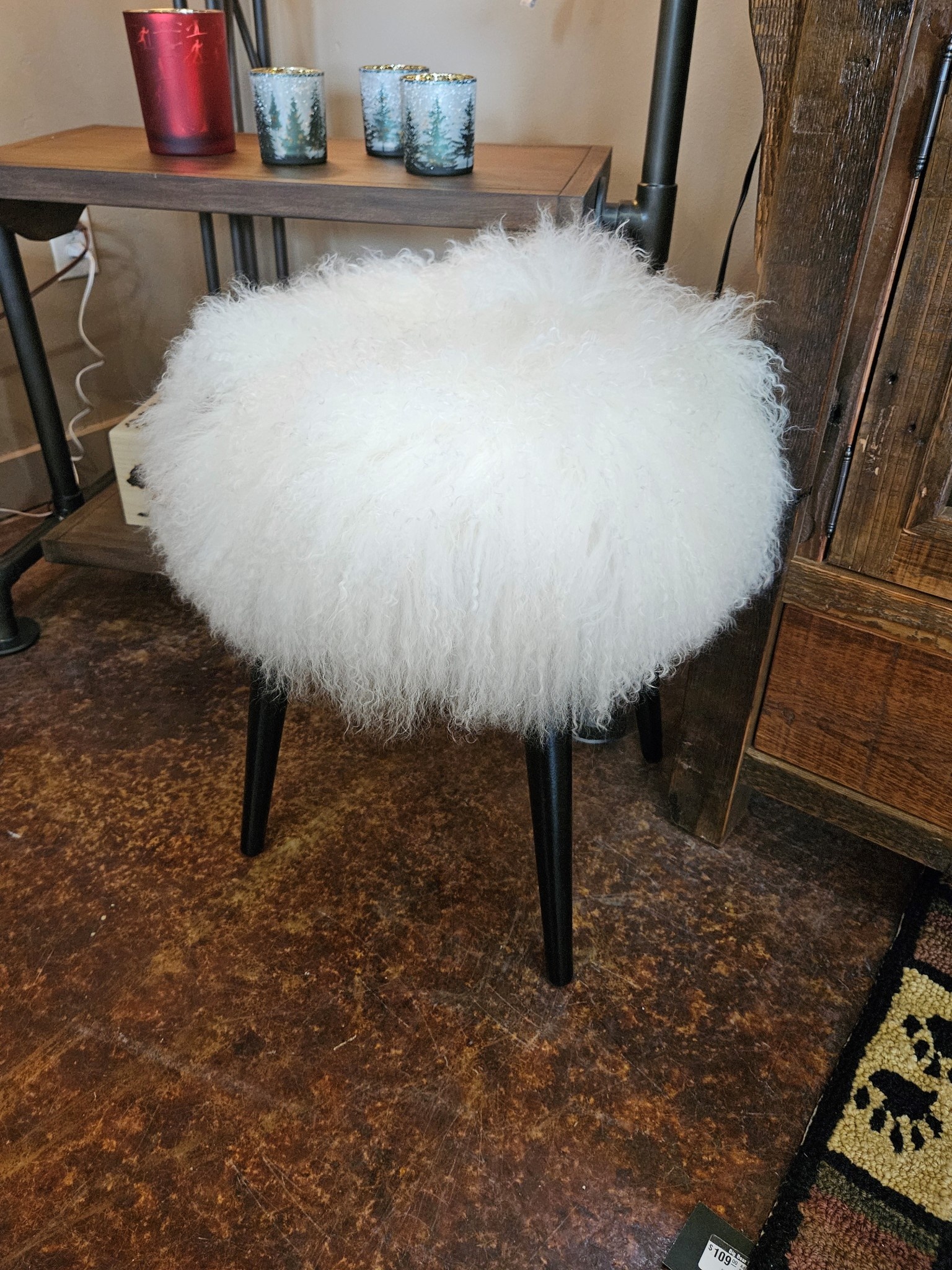 Uttermost Wooly Accent Stool 17Diam x 19H