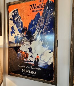 Classic Outdoor Magazines #8  1941 Montana Map 17x26 Metal/Wood
