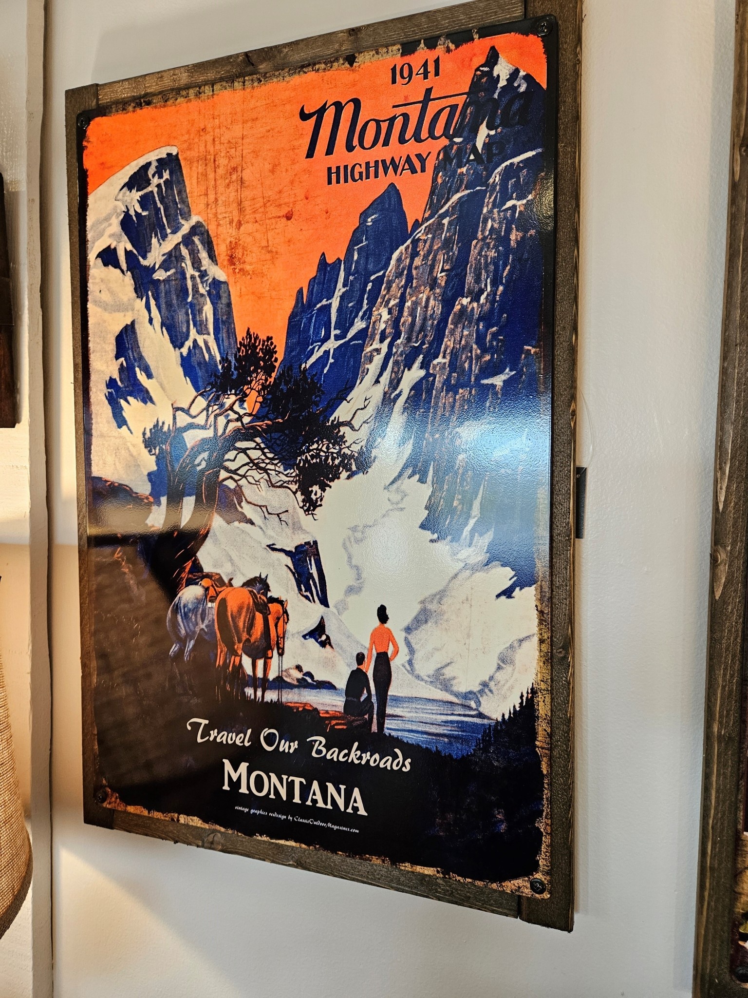 Classic Outdoor Magazines #8  1941 Montana Map 17x26 Metal/Wood