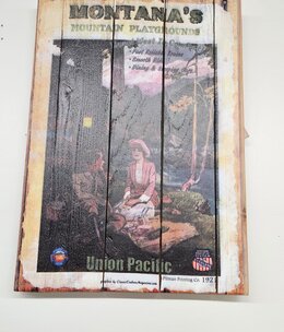 Classic Outdoor Magazines Union Pacific MT Playground Mtn Picnic 14x20 Wood Sign*****