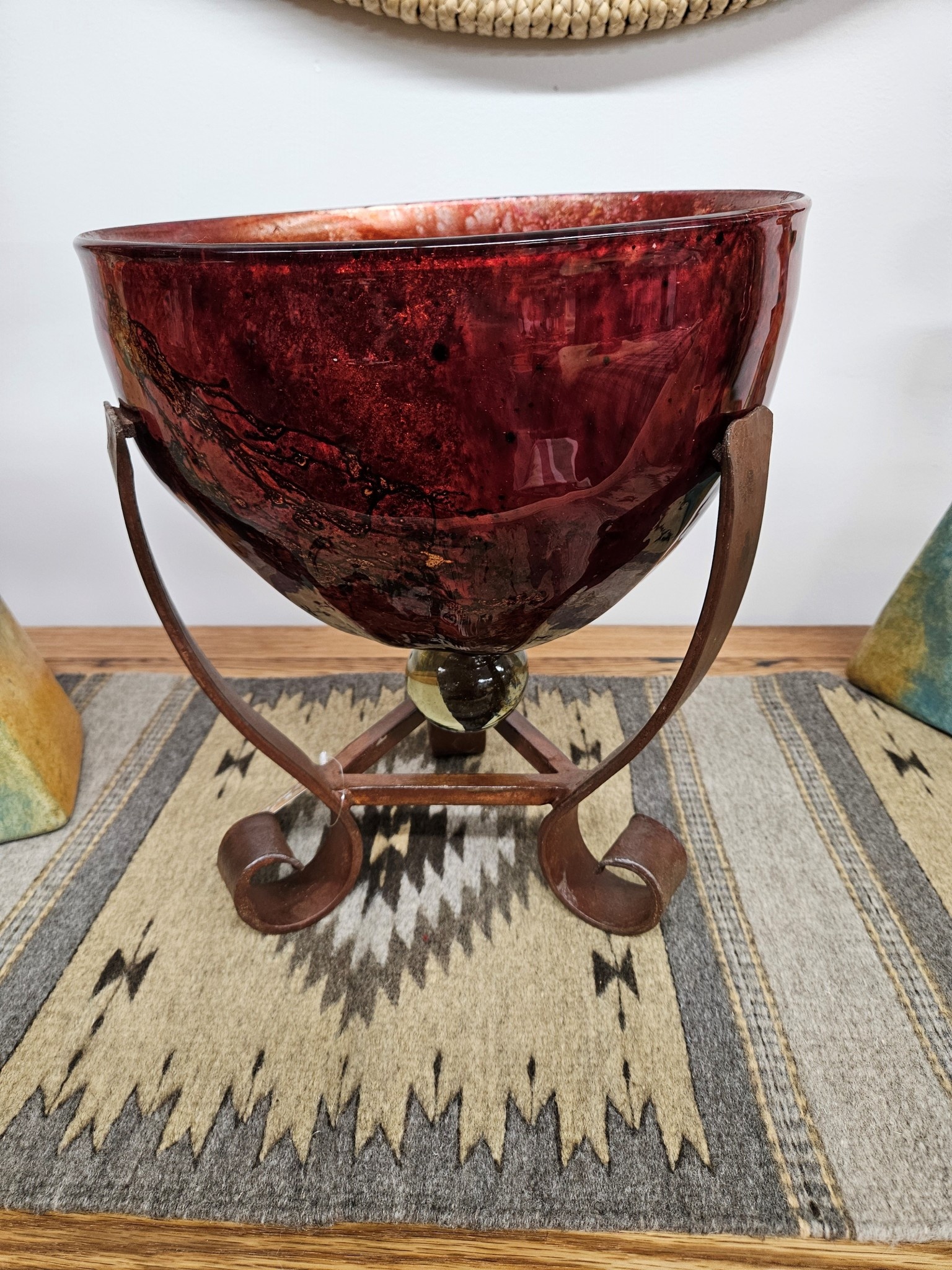 Artisans Sergio Bueno Bowl w/Forged Iron Base-LAVA