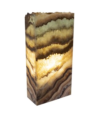 BS Trading 158 Aqua Nat Edge Rect Onyx Lamp 4x8x16
