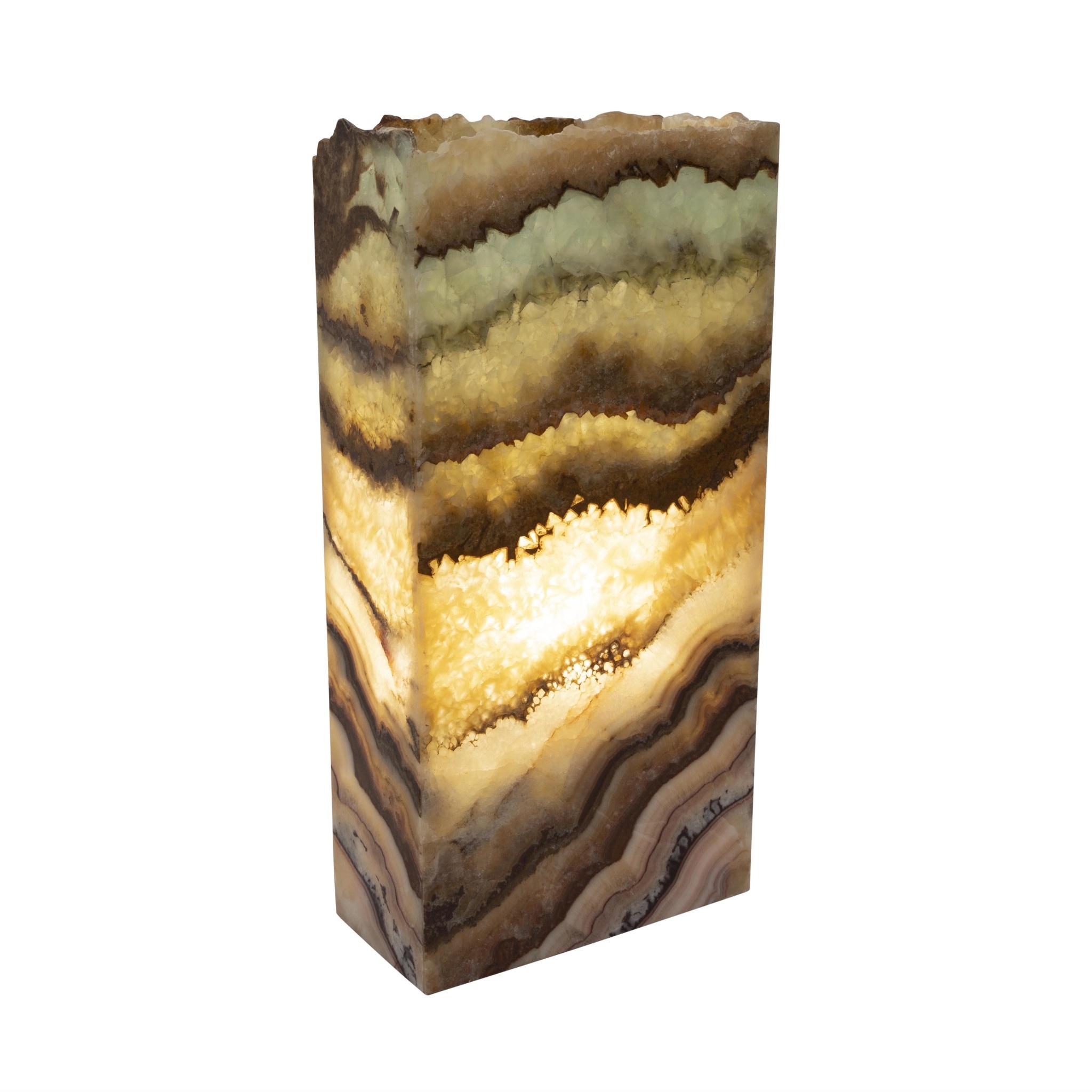 BS Trading 158 Aqua Nat Edge Rect Onyx Lamp 4x8x16