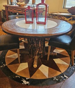 HTD Marble & Teak w/Wood Base Table-ONE OF A KIND