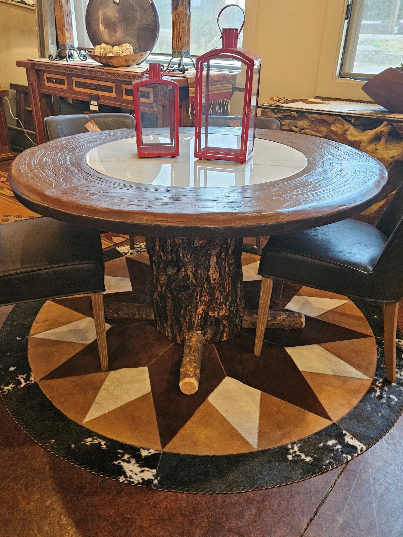 HTD Marble & Teak w/Wood Base Table-ONE OF A KIND