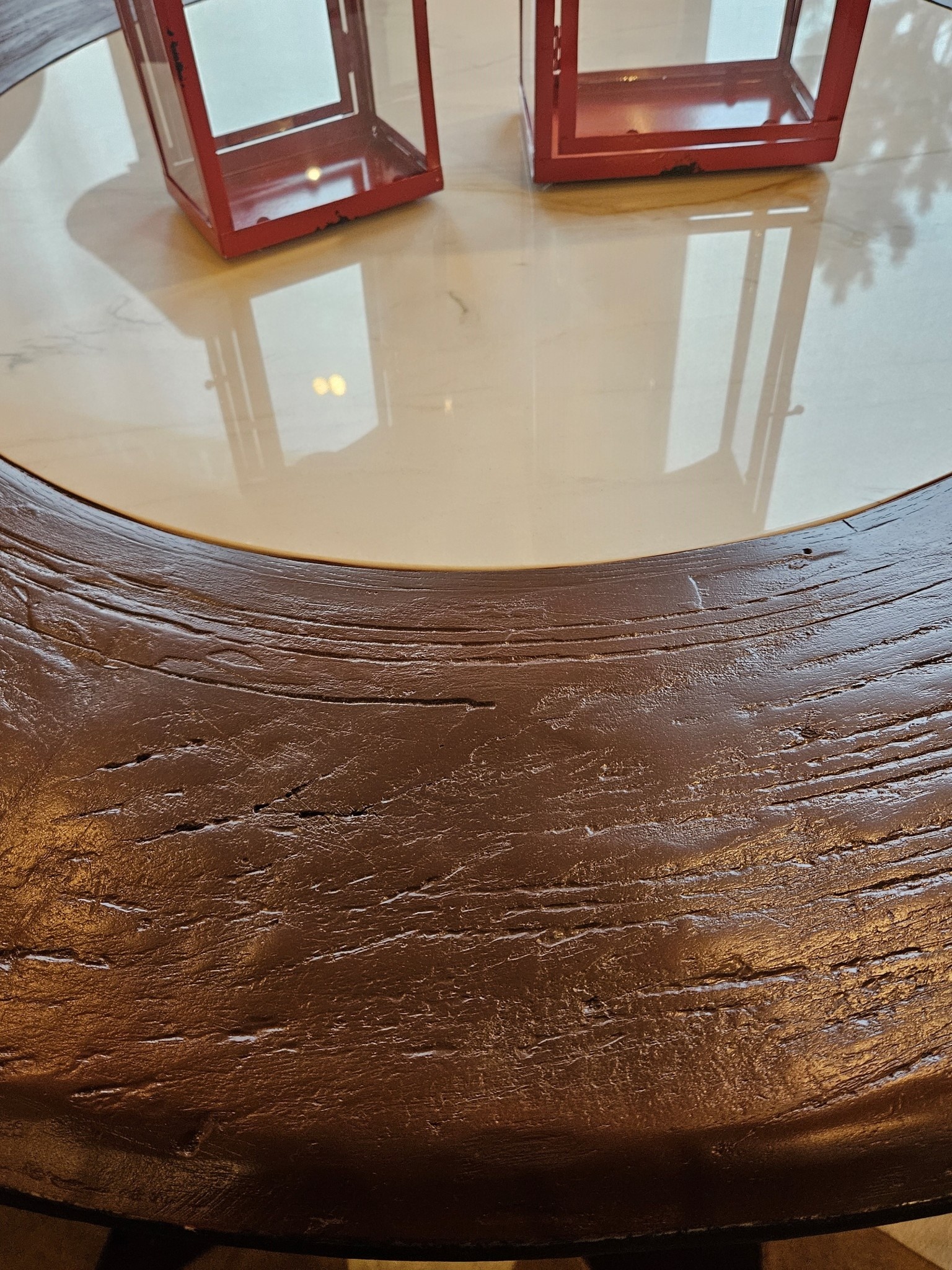 HTD Marble & Teak w/Wood Base Table-ONE OF A KIND