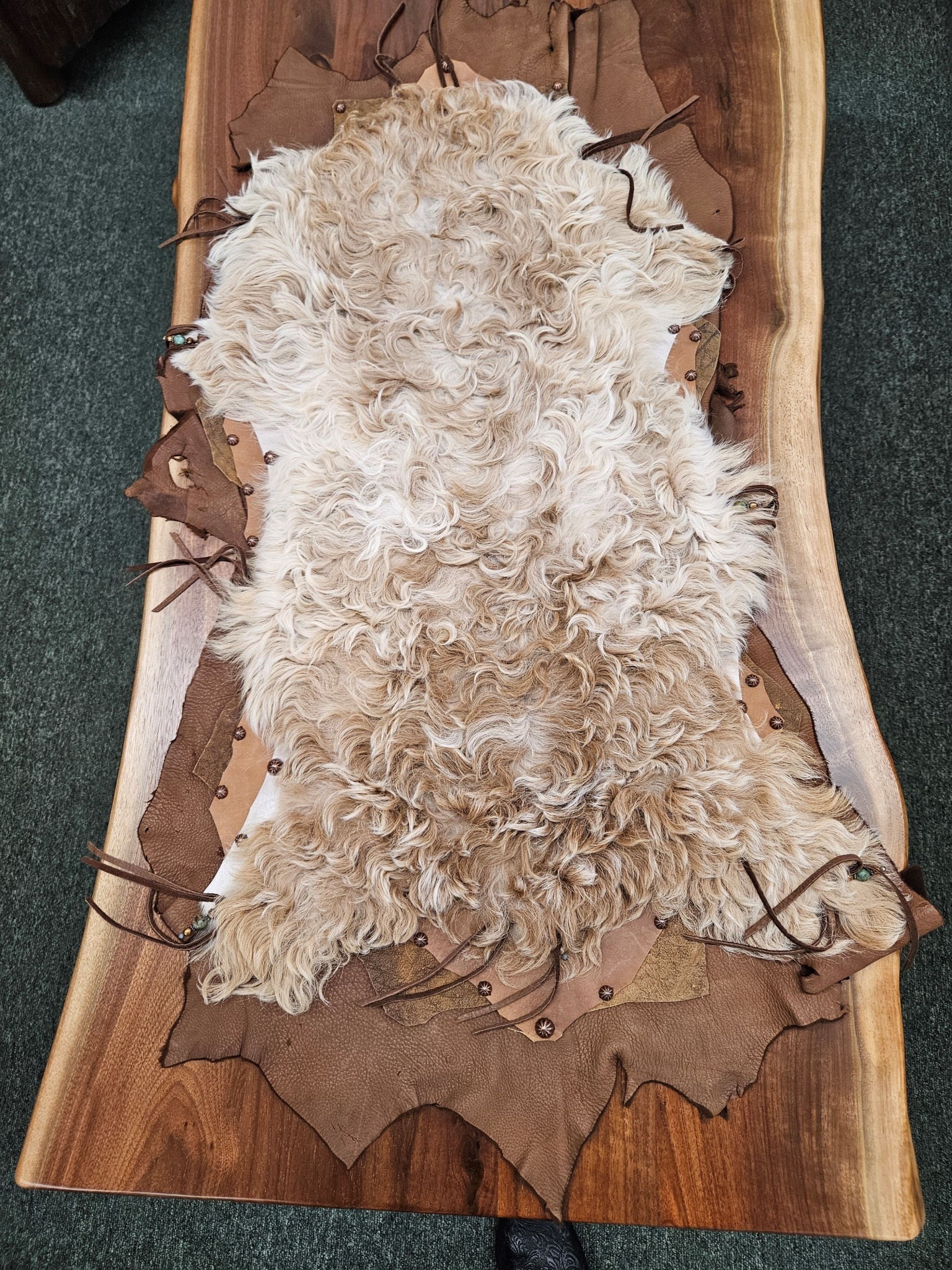 BS Trading Curly Lamb (Tans) Layered Hide/Leather Runner