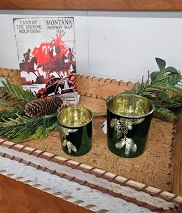 Melrose Green Pinecone 3Dx3.75H Candle Holder LARGE