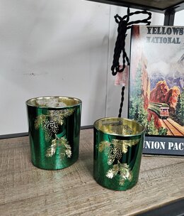 Melrose Green Pinecone 2.5Dx3H Candle Holder-SMALL