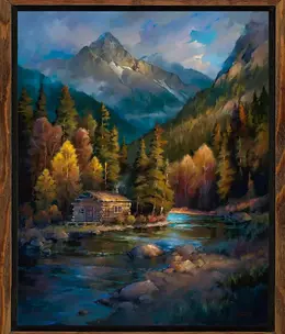 Colt Idol "Glacier Getaway"  Framed 54x44 (Cabin)