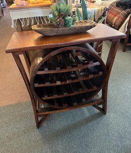 rustic barrel Wine Barrel Storage Table QSWO 32Wx16Dx34H