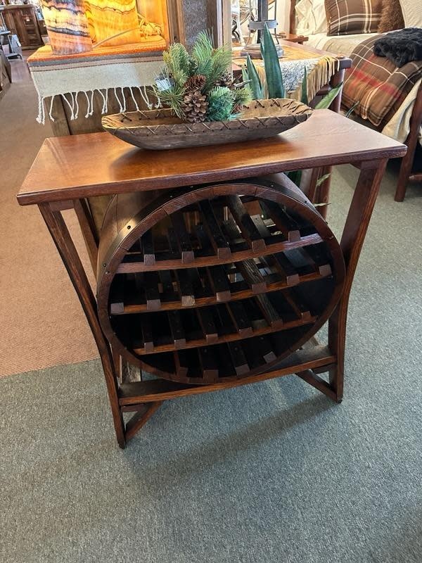 rustic barrel Wine Barrel Storage Table QSWO 32Wx16Dx34H