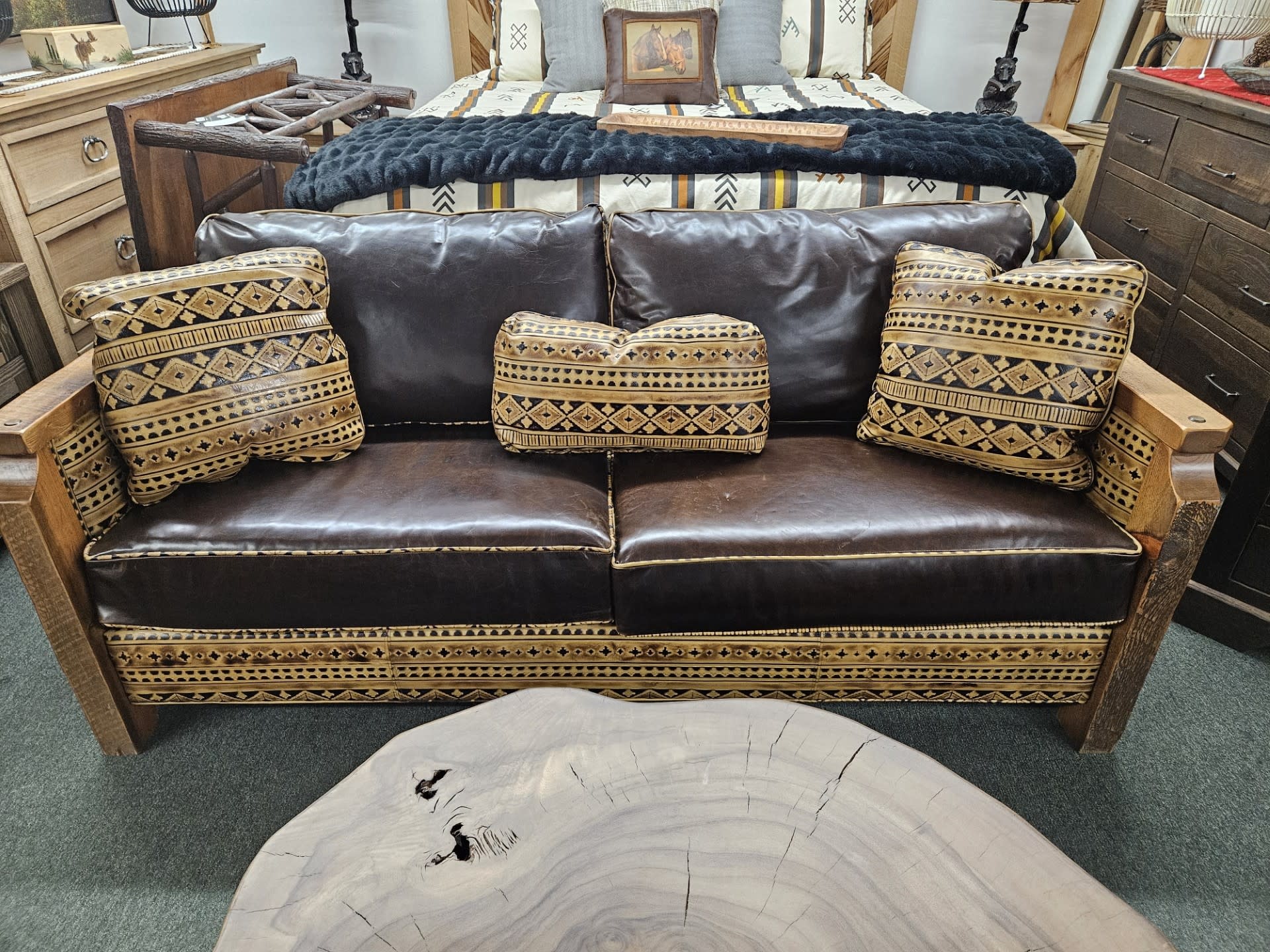 Green Gables Heritage Sepia  Sofa 36H x 81W x 39D**