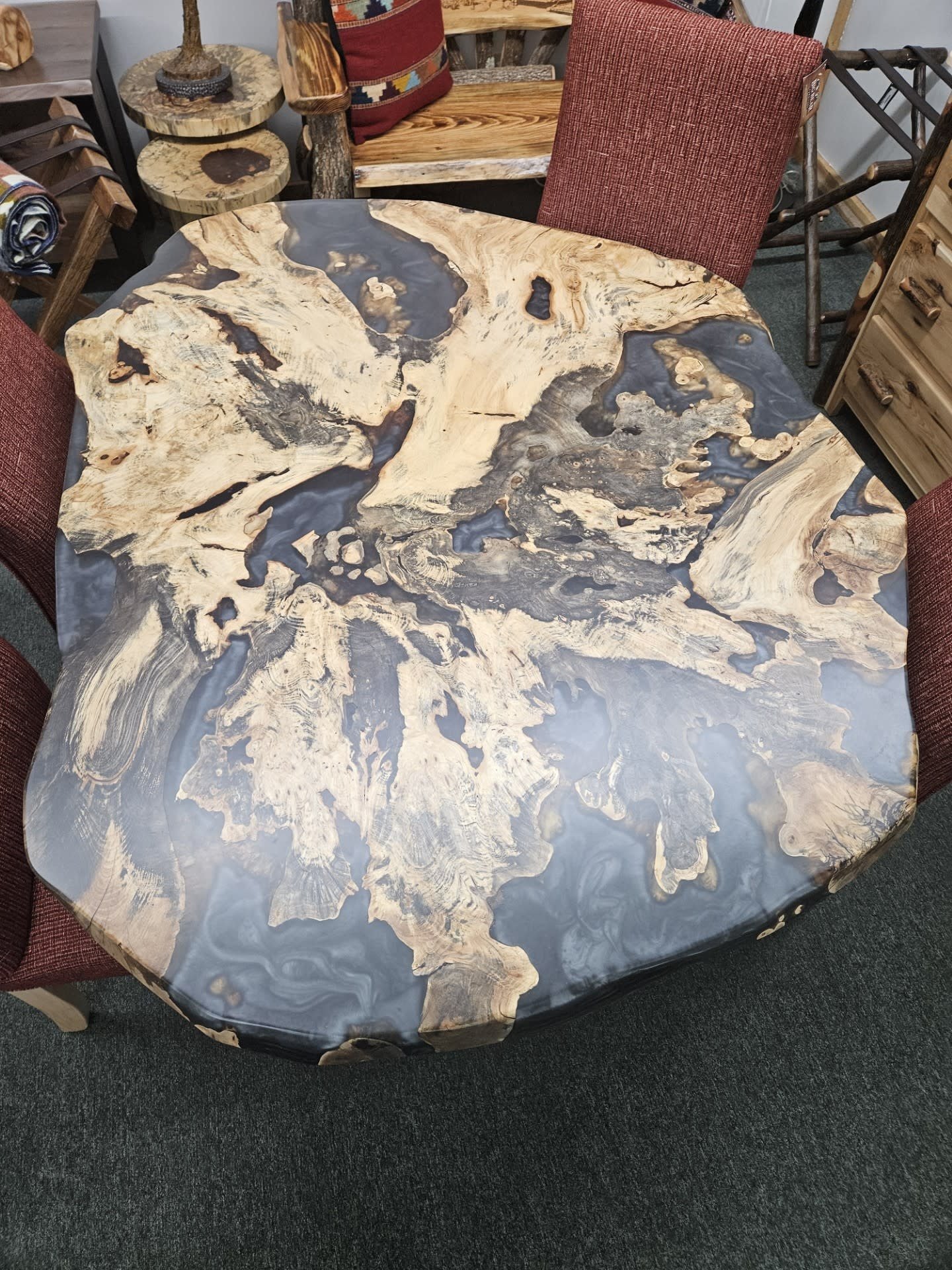 Stone River Buckeye Burl 44x58 Dining Table