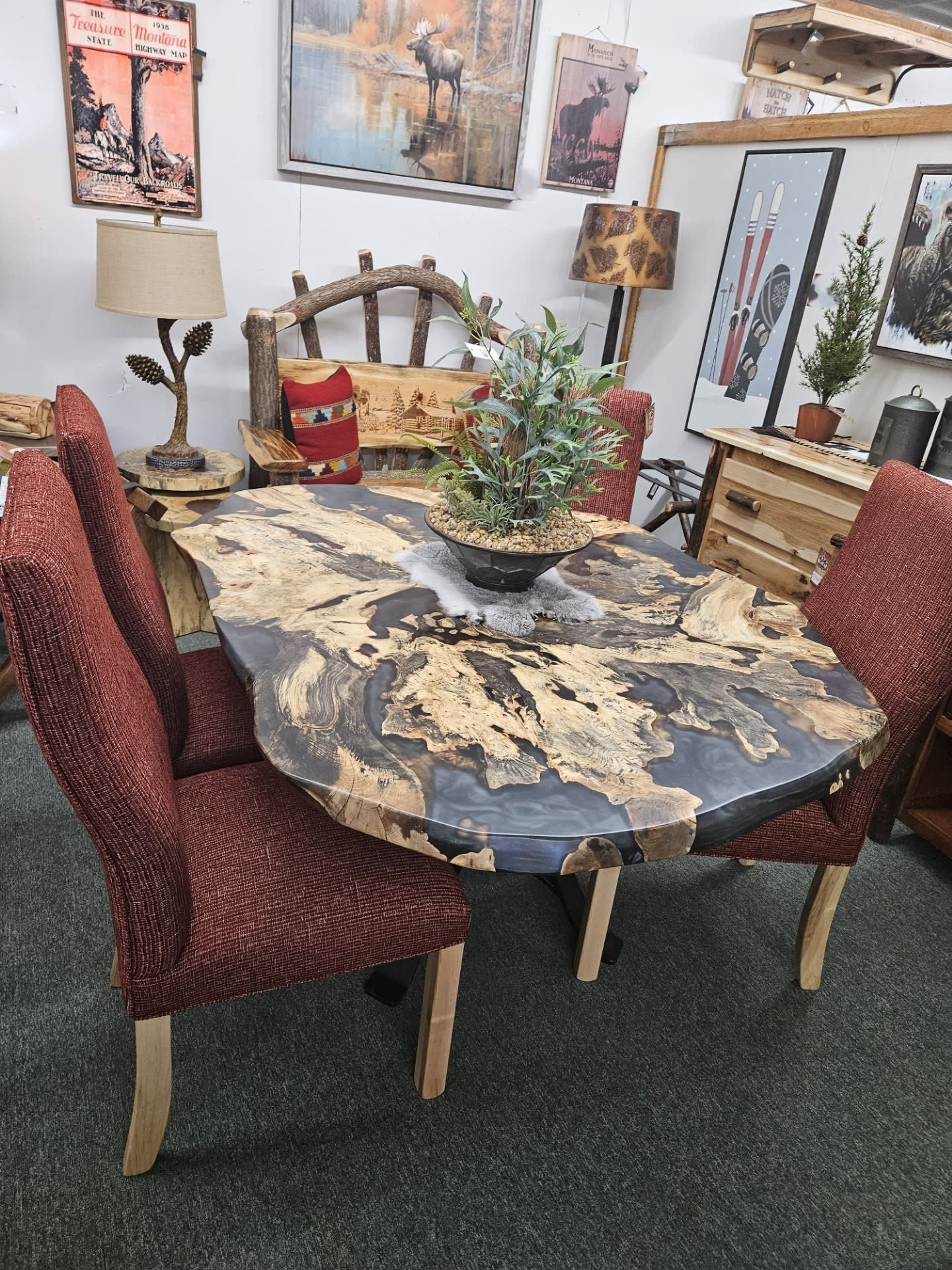 Stone River Buckeye Burl 44x58 Dining Table
