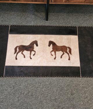 Gaucho 2 Horses Cowhide 20x40 Rug