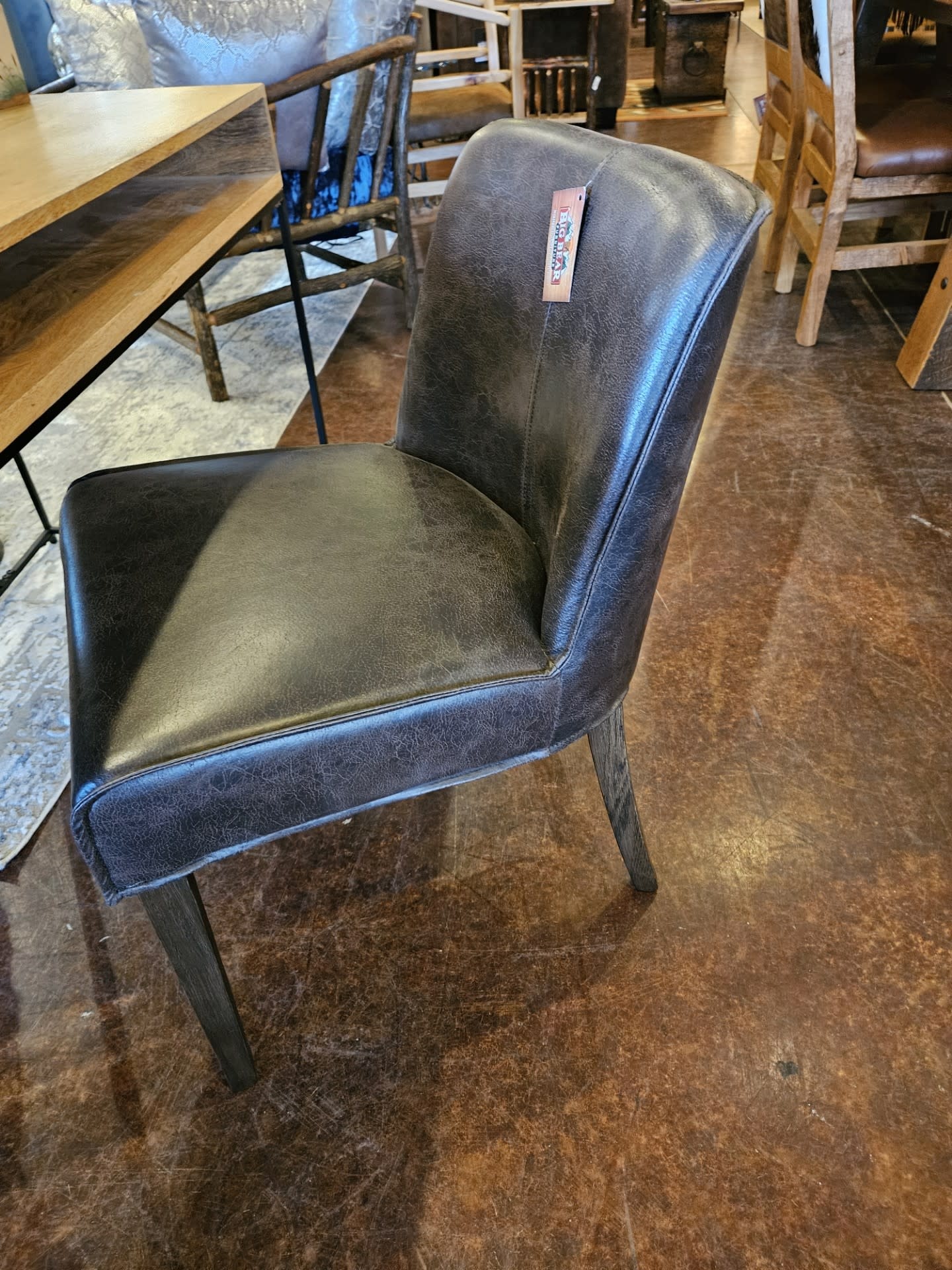 HTD Buddy BROWN Leather Side Chair, 19.5x21x30.75