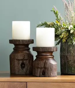 Crestview Barn Post Candleholders Set of 2