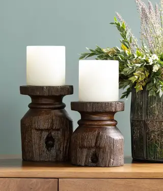 Crestview Barn Post Candleholders Set of 2