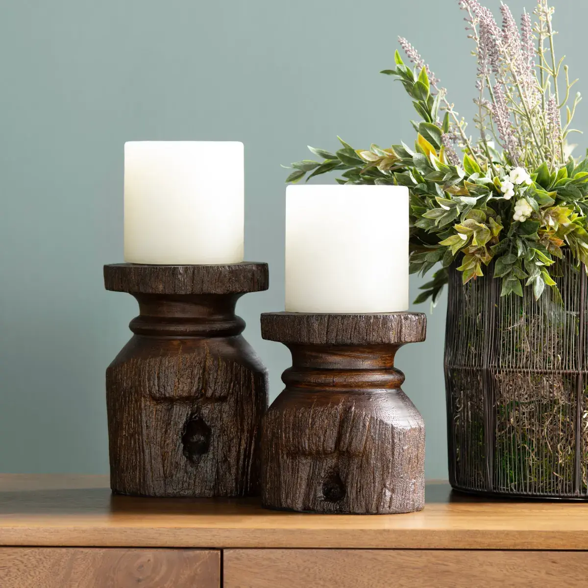 Crestview Barn Post Candleholders Set of 2
