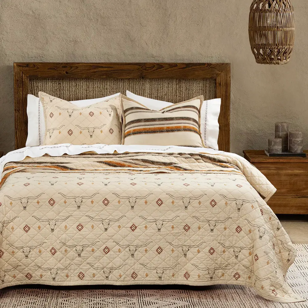 Hiend Maverick Longhorn 3 pc Quilt Set-QUEEN