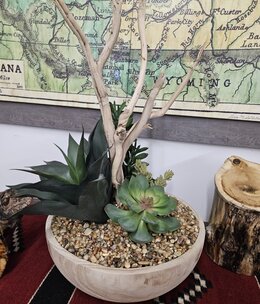 D&W Silks Ghostwood & Succulents in Ambrose Planter 17Wx24H