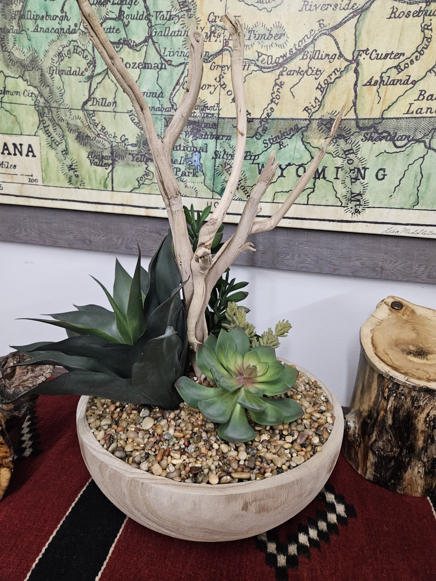 D&W Silks Ghostwood & Succulents in Ambrose Planter 17Wx24H