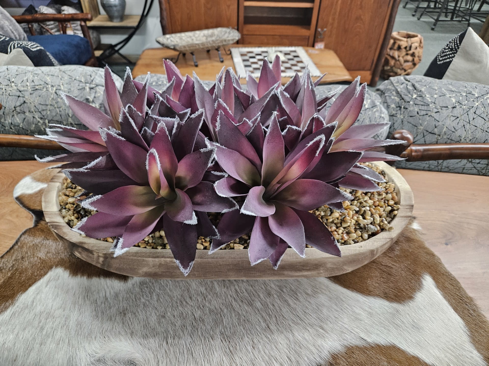 D&W Silks Pur/Gr Aloe in  Ambrose Oval Bowl  23x14x12H***