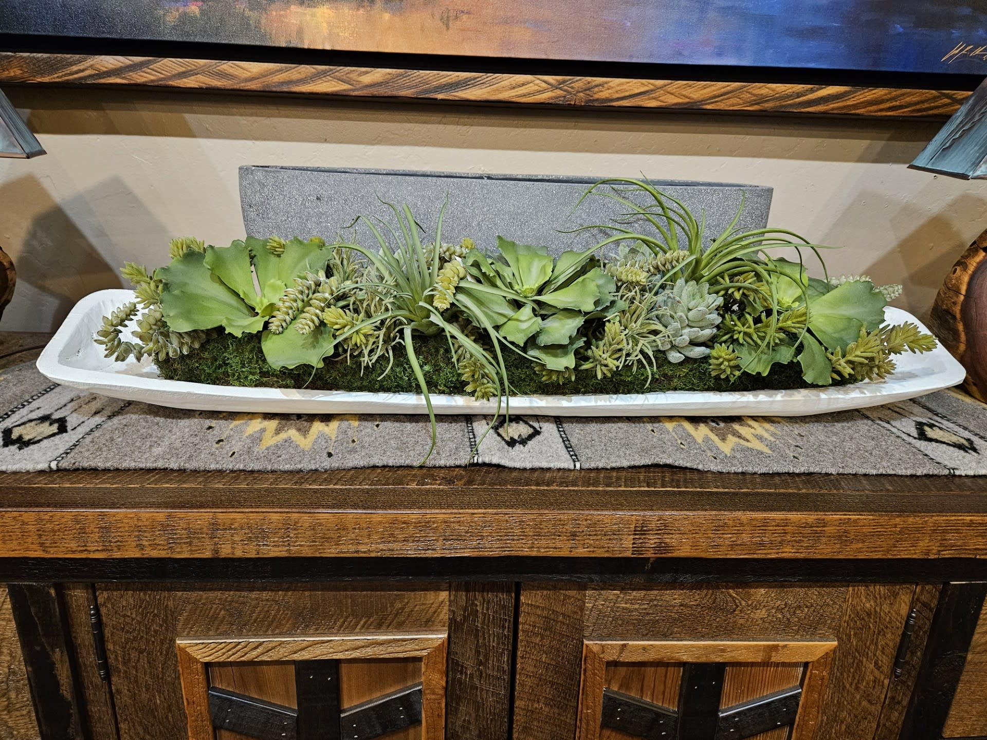 D&W Silks Asst Succulents in Long White Tray