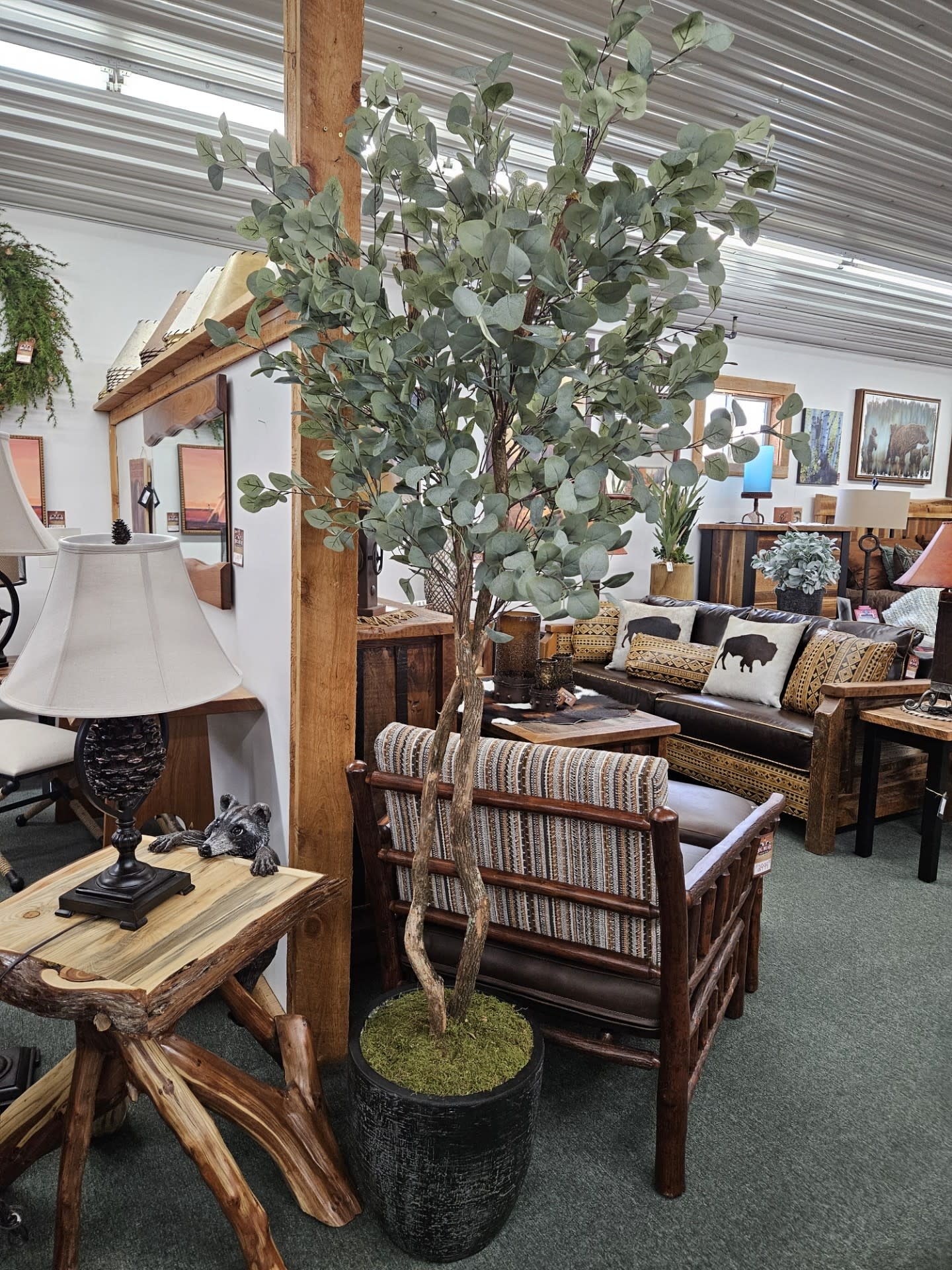 D&W Silks 7' Eucalyptus Tree in Round Black Planter