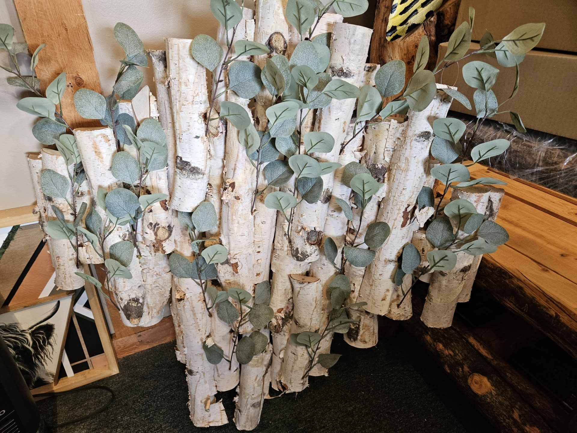 D&W Silks Birch w/Silver Dollar Branches Wall Hanging