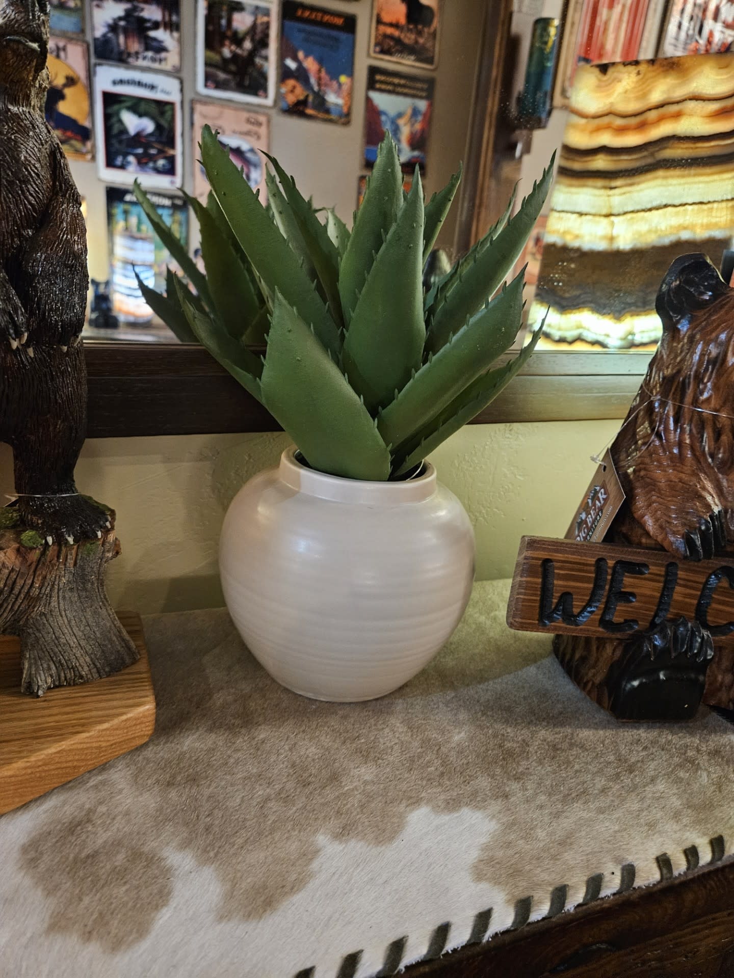 D&W Silks Aloe in Ceramic Pot 10Diam x 13H