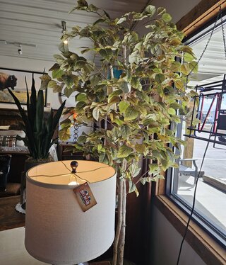 D&W Silks 7' Fall Ash Tree in Bl Etched Planter**