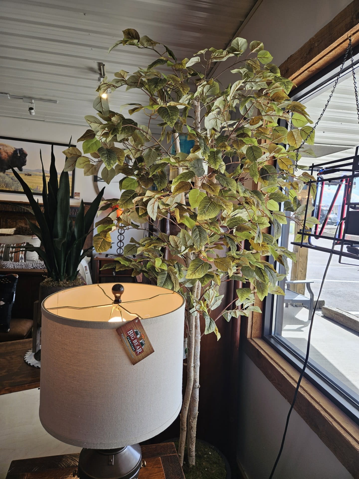 D&W Silks 7' Fall Ash Tree in Bl Etched Planter**