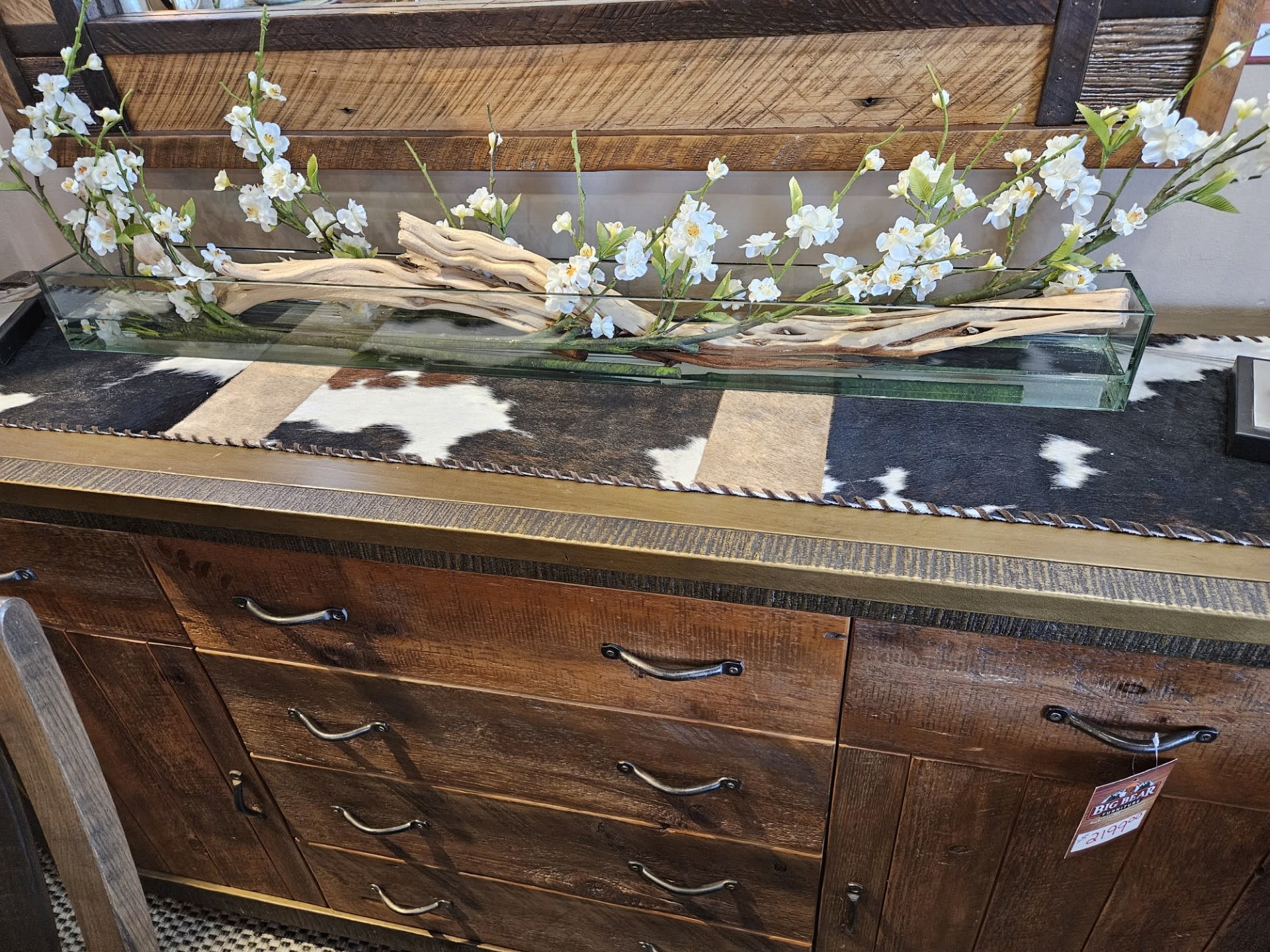 D&W Silks Wh Cherry Blossom/Ghostwood in Aquarium Glass