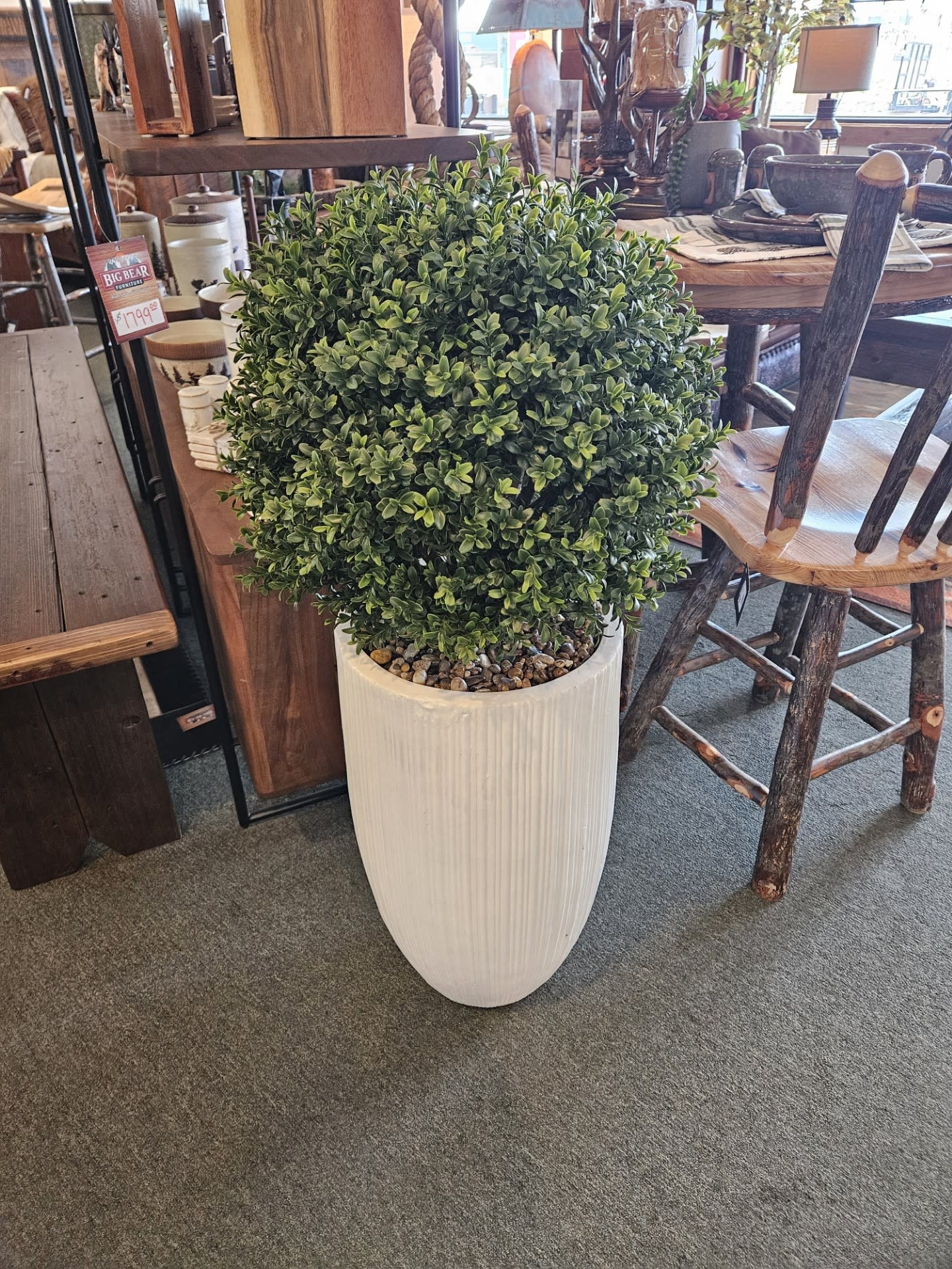 D&W Silks Boxwood Ball in Wh Nell Planter 22Dia x 41H