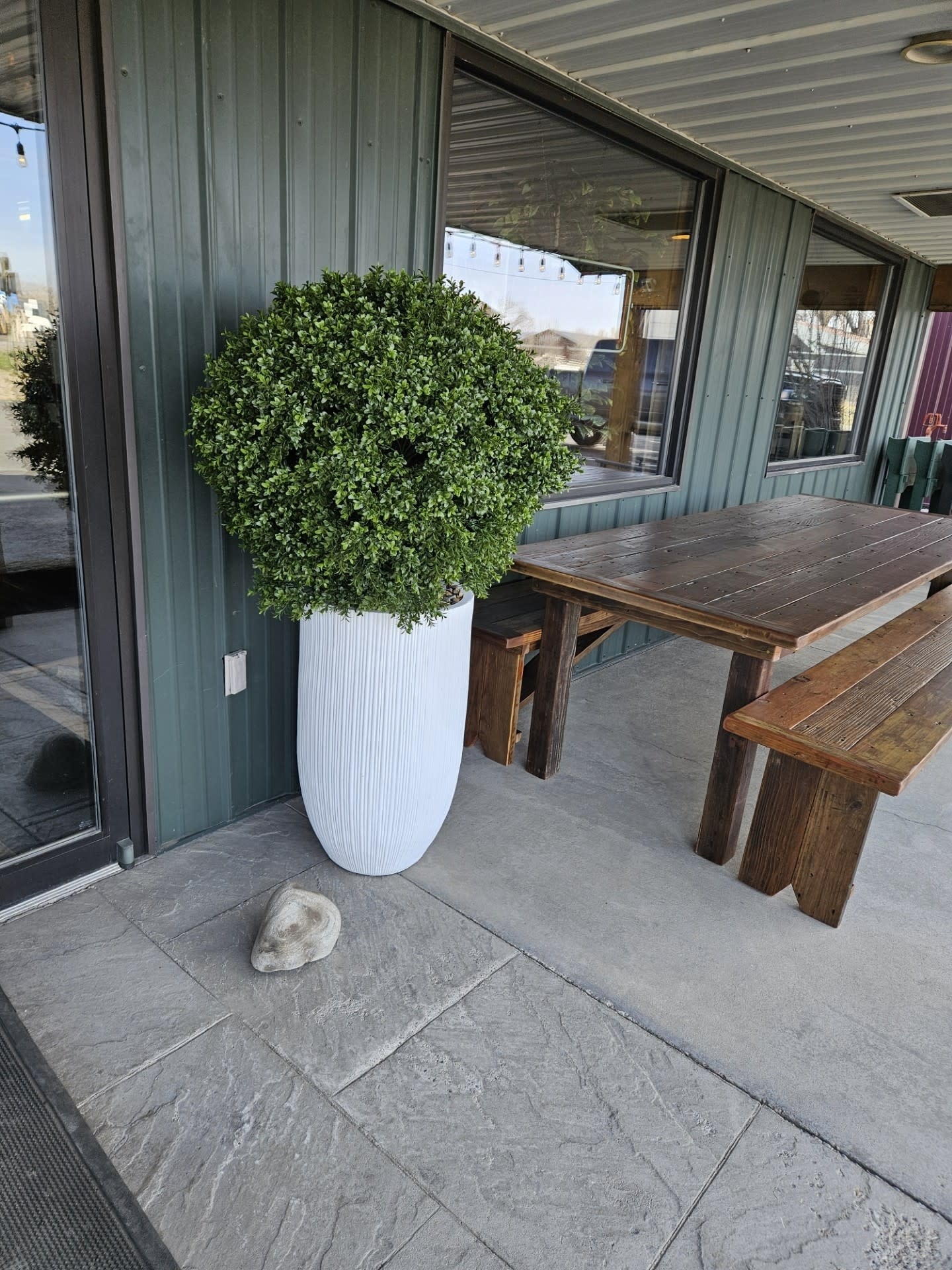 D&W Silks X-Large Boxwood Ball in Wh  Planter 58"H