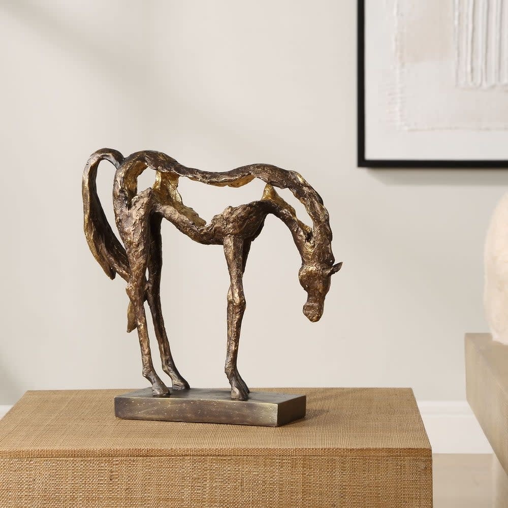Uttermost Openly Grazing Horse Sculpture 13x13x4D