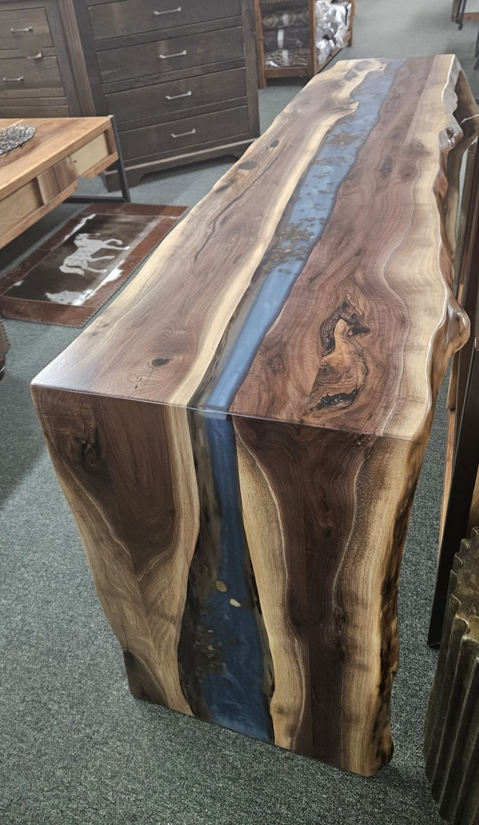 Stone River Waterfall Live Edge Sofa Table 18x72x30H